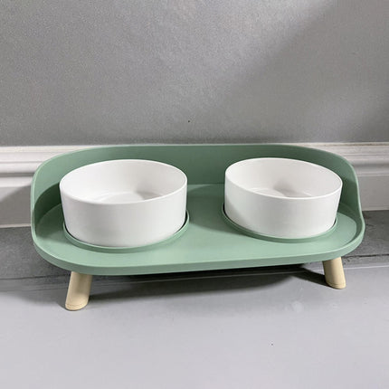 Elevated ceramic cat bowl with double compartments for food and water – ergonomic feeding dish for cats and small dogs – www.petpexi.com

