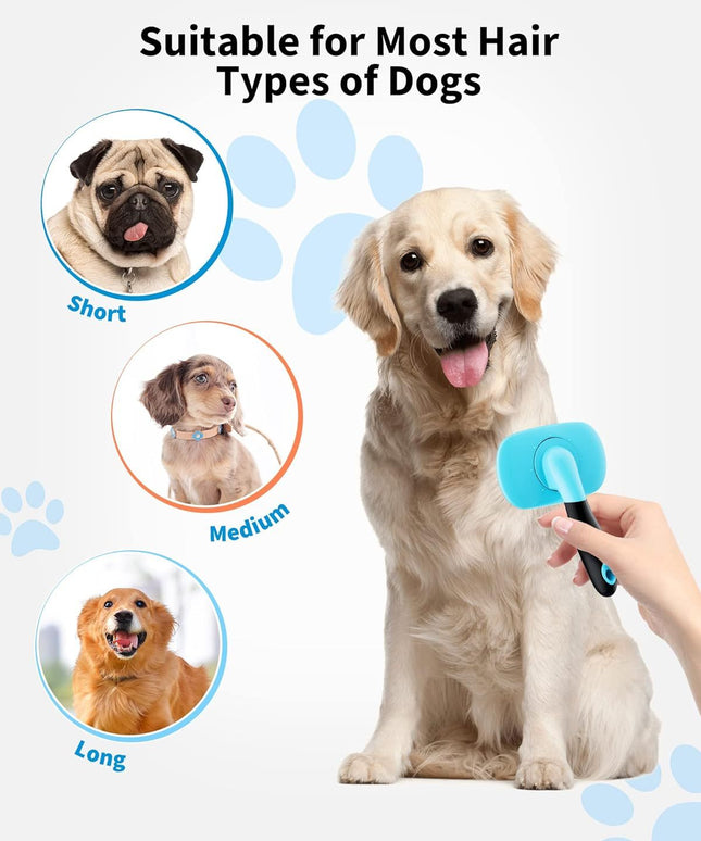 Dog & Cat Grooming Brush – Shedding & Dematting Slicker with Rubber Handle | Petpexi