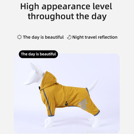 Reflective Waterproof Dog Raincoat With Hood & Leash Hole – Lightweight All-Weather Jacket | Petpexi