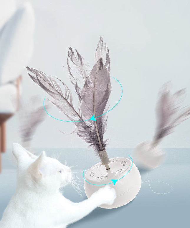 Pet Tumbler Feather Cat Teaser – Interactive Electric Cat Toy | Petpexi