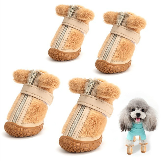 Winter Dog Shoes – Plush Anti-Slip Booties with Cute Ear Design for Small Dogs