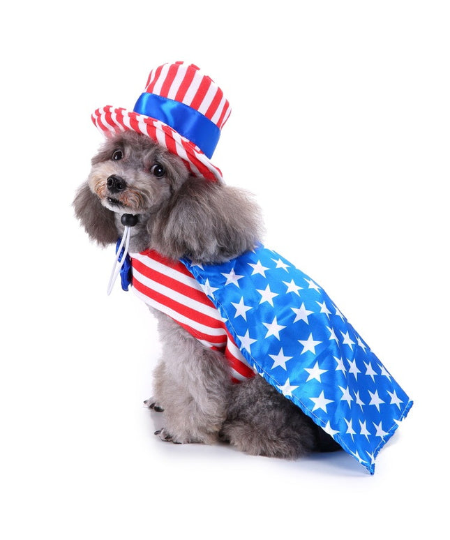 Small dog wearing red and white Christmas costume from www.petpexi.com – festive pet outfit with free shipping in the USA

