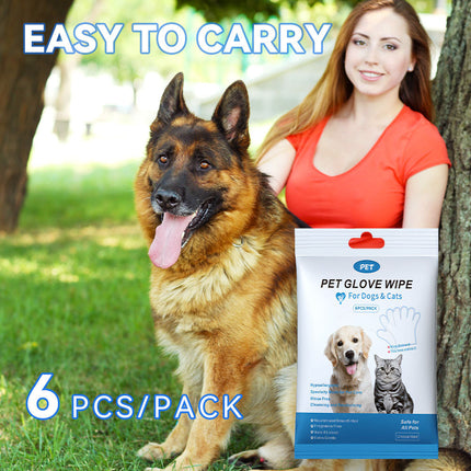Cleaning wipes gloves for dogs and cats by Petpexi, dual-sided non-woven fabric for deodorizing, grooming, and safe pet cleaning

