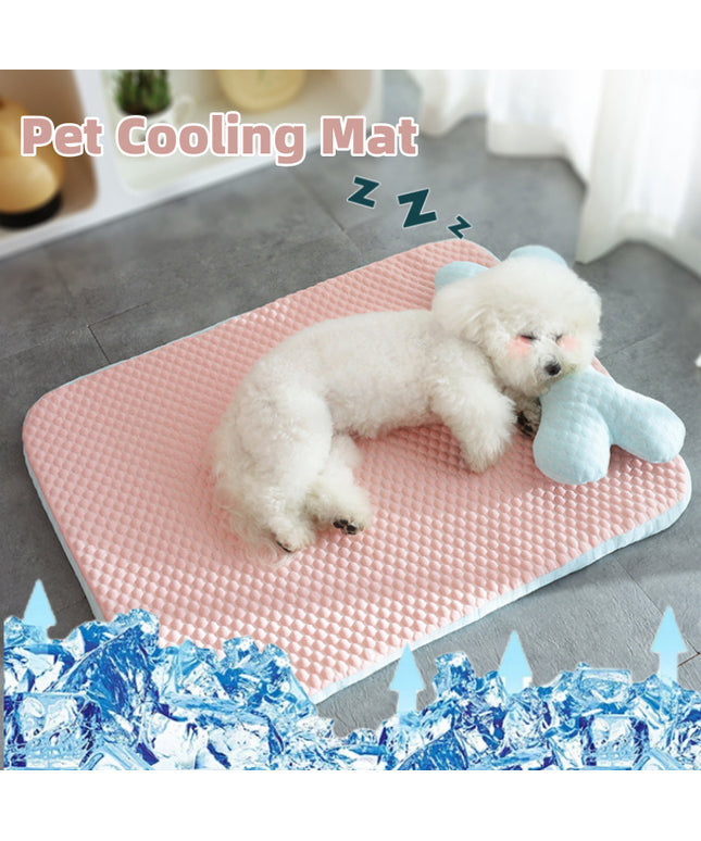 Cooling Dog Bed with breathable ice bean fabric in fun design – summer sleeping mat for pets by Petpexi USA

