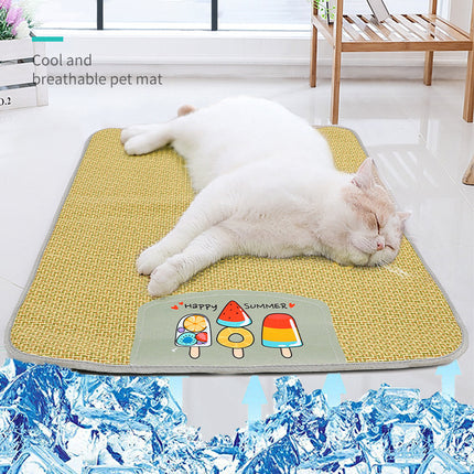 Cooling rattan pet mat with sponge – breathable summer dog and cat bed from Petpexi USA

