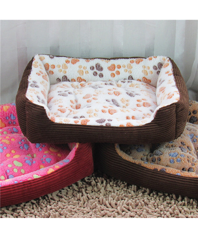 Cozy Flannel & Corduroy Pet Nest (XXS) for cats and dogs, stylish and warm, from PetPexi