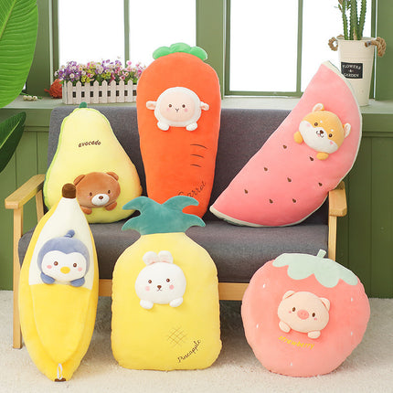 Cute Banana Pillow Carrot Doll Fruit Plush Toy in strawberry, avocado, pineapple & more. Soft, huggable, and perfect for kids. Fast & free USA shipping | petpexi.com