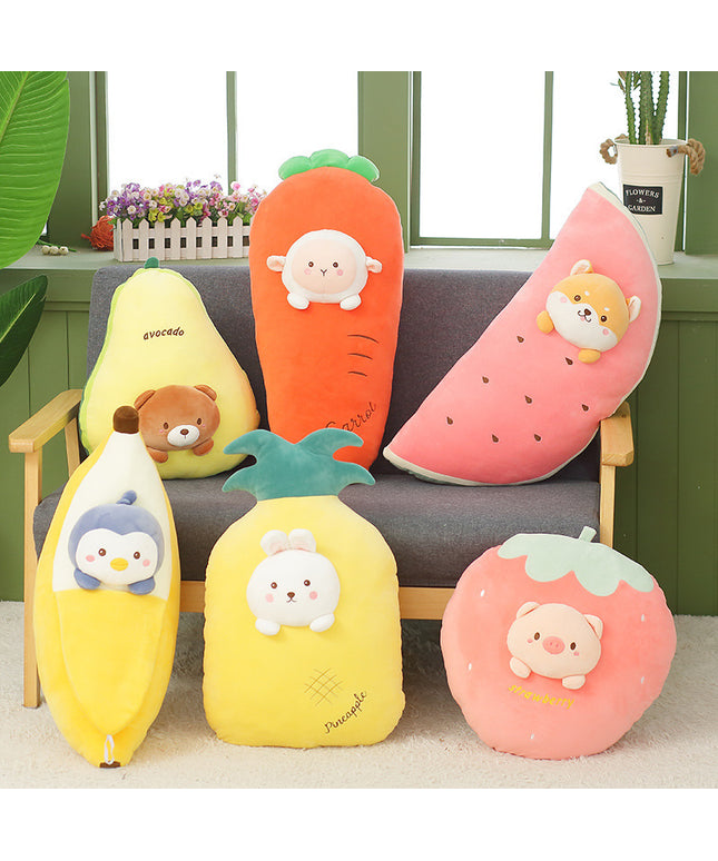 Cute Banana Pillow Carrot Doll Fruit Plush Toy in strawberry, avocado, pineapple & more. Soft, huggable, and perfect for kids. Fast & free USA shipping | petpexi.com