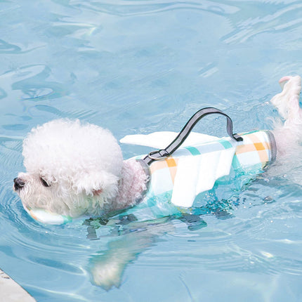 Cute dog swimming life jacket with high buoyancy and adjustable fit – available in swan, dinosaur, and bright colors for all dog sizes | Petpexi


