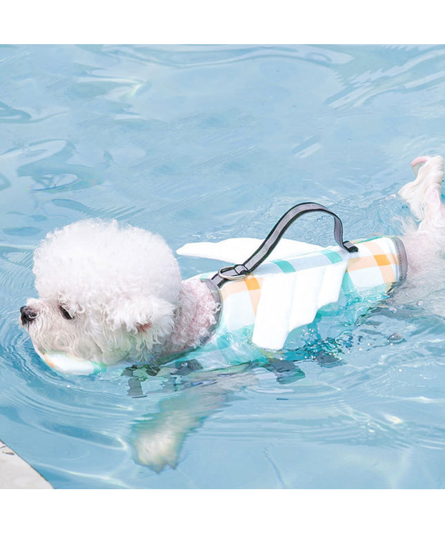 Cute dog swimming life jacket with high buoyancy and adjustable fit – available in swan, dinosaur, and bright colors for all dog sizes | Petpexi

