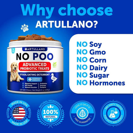 No Poo Chews For Dogs - Coprophagia Stool Eating Deterrent with Probiotics & Enzymes, Gut Health Support