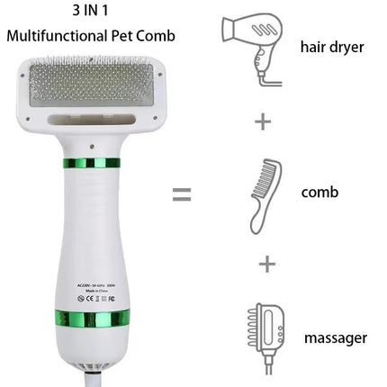 2-in-1 Pet Hair Dryer and Grooming Brush – Slicker & Hair Removal Comb for Dogs & Cats | Petpexi