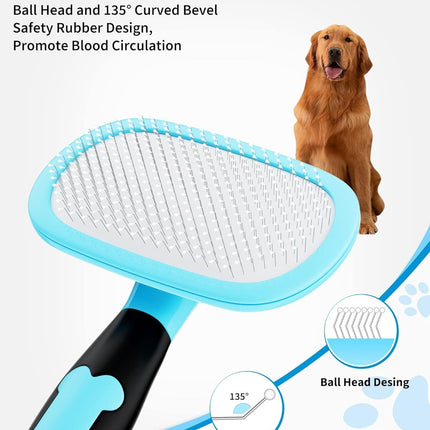 Dog & Cat Grooming Brush – Shedding & Dematting Slicker with Rubber Handle | Petpexi