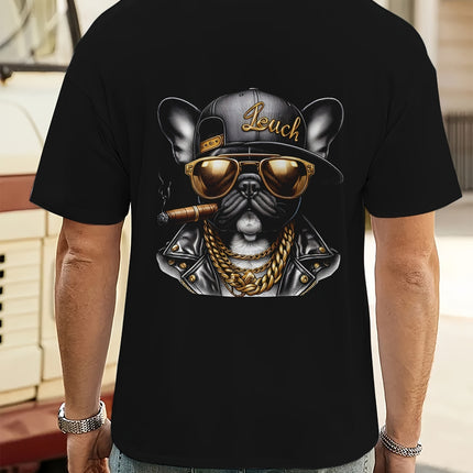 Cool Hip-Hop Dog Gold Chain Print Men’s Short Sleeve T-Shirt | PetPexi