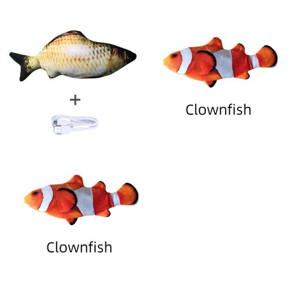 Electric Jumping Fish Cat Toy (No Catnip) – USB Rechargeable Interactive Plush | Petpexi