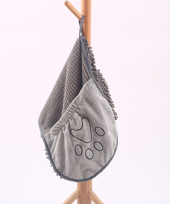 Pet Scrubbing Towel for Cats & Gloved Bath Towel – Soft Absorbent Gray Fiber | Petpexi
