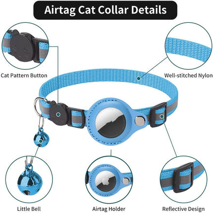 Pet Collar With Bell & Airtag Holder – Reflective Adjustable Collar | PetPexi
