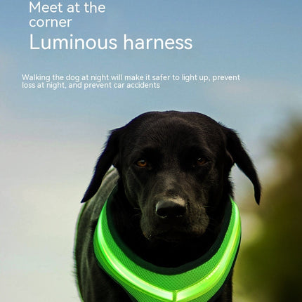 LED Luminous Dog Harness – USB Rechargeable Reflective Safety Chest Strap Vest for Dogs | Petpexi