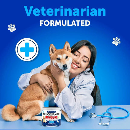 Glucosamine For Dogs Hip & Joint Supplement - Chondroitin & Hemp Oil, 120 Duck-Flavored Soft Treats