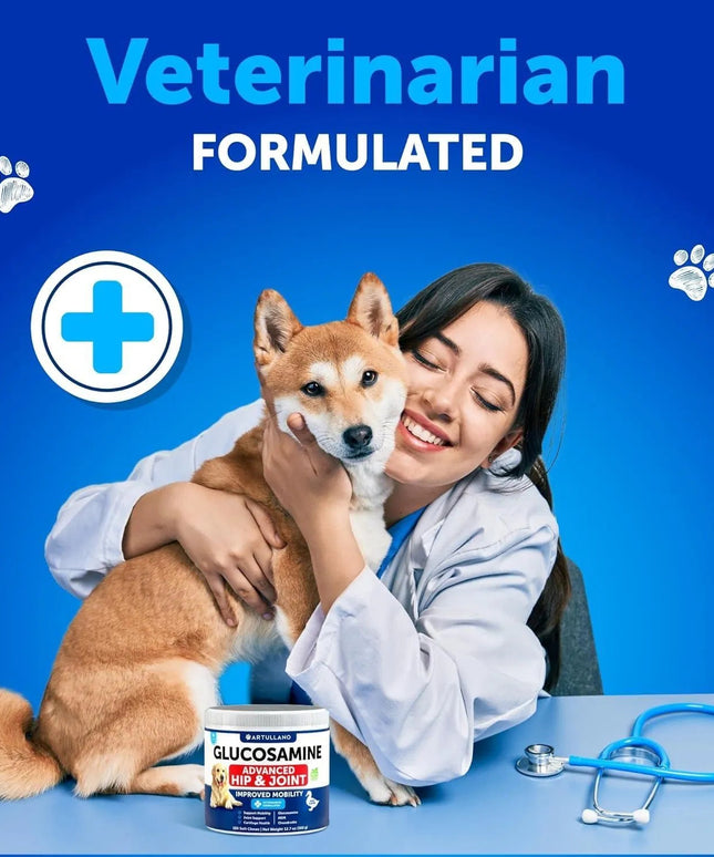 Glucosamine For Dogs Hip & Joint Supplement - Chondroitin & Hemp Oil, 120 Duck-Flavored Soft Treats