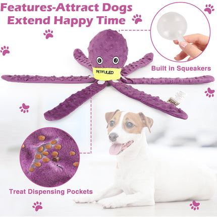 Festive Dog Snuffle Toy Plush Octopus Puzzle - Interactive Chew Toy with Slow Feeder