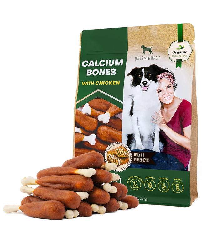 Calcium bones wrapped in chicken for dogs, rawhide-free, grain-free healthy training treats - PetPexi

