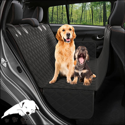 Waterproof dog kennel cushion for car rear seat – black, orange, and blue – universal fit and easy to clean – sold by www.petpexi.com with free U.S. shipping

