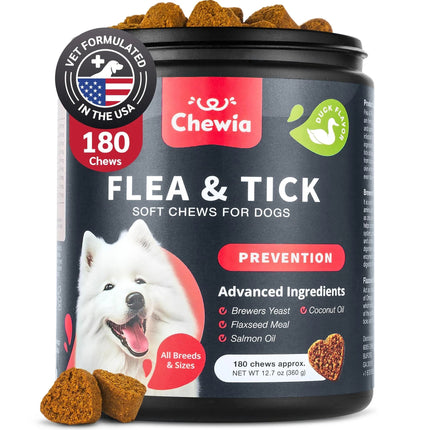 Dog Flea and Tick Treatment Chews – Natural Flea & Tick Prevention – Immune Support Chewables – Free U.S. Shipping

