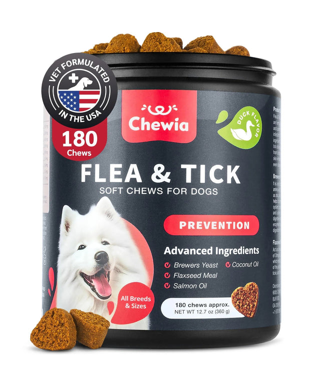Dog Flea and Tick Treatment Chews – Natural Flea & Tick Prevention – Immune Support Chewables – Free U.S. Shipping

