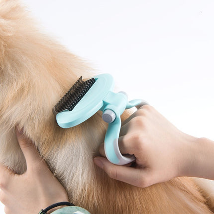 Dog grooming comb and knot remover with steel and ABS materials, multi-angle rotation, available in white blue and pink by Petpexi for all dog breeds

