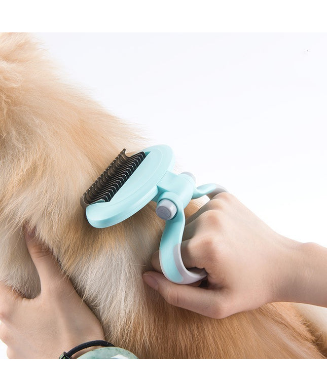 Dog grooming comb and knot remover with steel and ABS materials, multi-angle rotation, available in white blue and pink by Petpexi for all dog breeds

