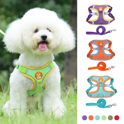 Adjustable no pull dog harness and leash set with reflective safety design for small dogs, puppies, cats, and French bulldogs – petpexi.com