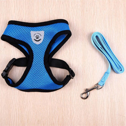 Cartoon-patterned breathable cloth dog chest harness in blue and red by Petpexi, vest-style traction harness for small to large dogs

