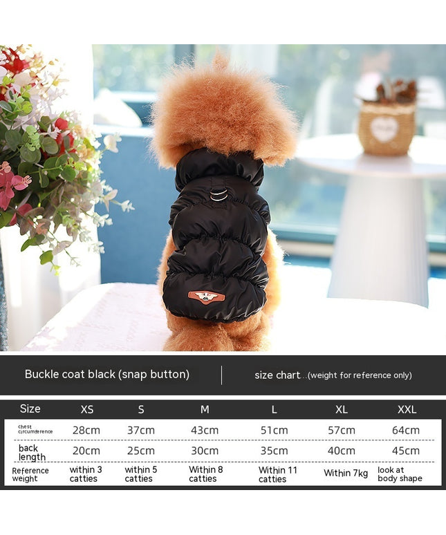 Warm cotton dog vest with buckle in multiple colors and sizes – soft, cozy, and stylish pet clothing available at www.petpexi.com with free USA shipping

