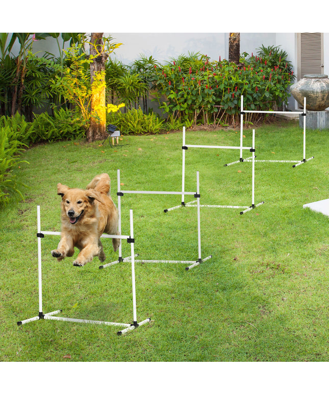 4-piece Dog Agility Training Kit with Adjustable Jump Poles and Carry Bag – www.petpexi.com

