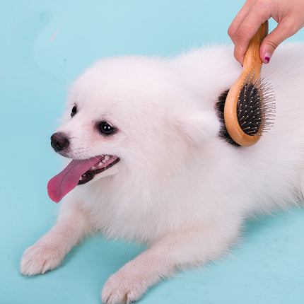 Double-sided pet comb with stainless steel needles for dogs by Petpexi, available in multiple sizes for effective grooming and hair removal

