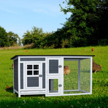 Outdoor Indoor Poultry Cage Small Animal House, Outdoor Chicken Hutch Coop with Running Cage