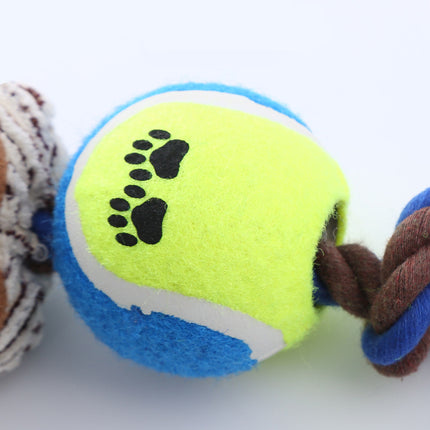 Pet Dog Toy Corduroy Tennis Ball Cotton Rope – Durable & Interactive Dog Toys | Petpexi