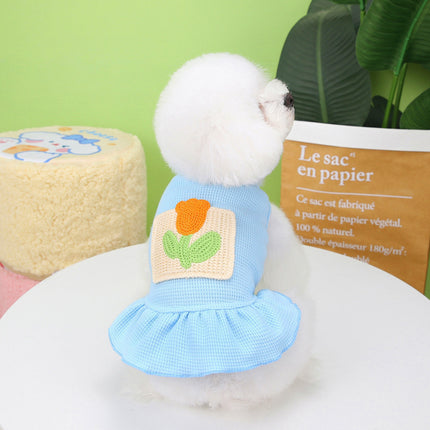 Princess Dog Skirt with Pocket – Cotton Pet Dress in Yellow & Sky Blue | Petpexi