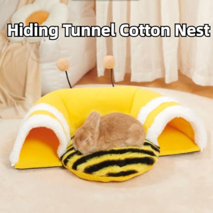 Warm Rabbit Hideout Tunnel Bed – Cute Bee Shape, Soft Removable Guinea Pig Tunnels & Tubes – Sturdy Small Animal Tunnel – Fast & Free USA Shipping!