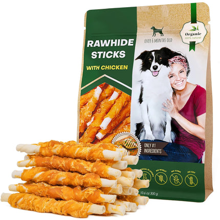 Chicken-Wrapped Dog Sticks – Rawhide-Free, Grain-Free, Organic Chew Treats for Training | Free Shipping in the U.S. | PetPexi
