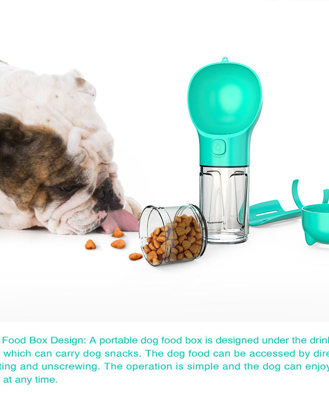 3-in-1 Portable Dog Water Bottle with Feeder Bowl & Waste Bag Holder – 300ml/500ml | Petpexi