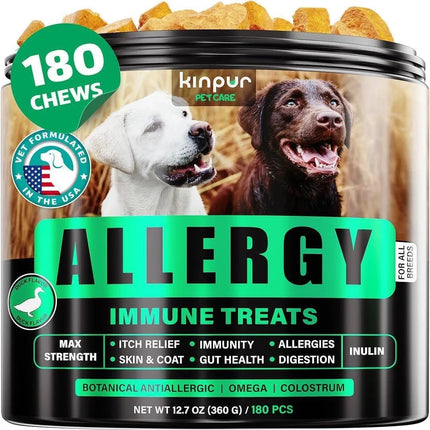 Kinpur Pet Care Natural Dog Allergy Chews for Itchy Skin & Hot Spots - 180 Treats