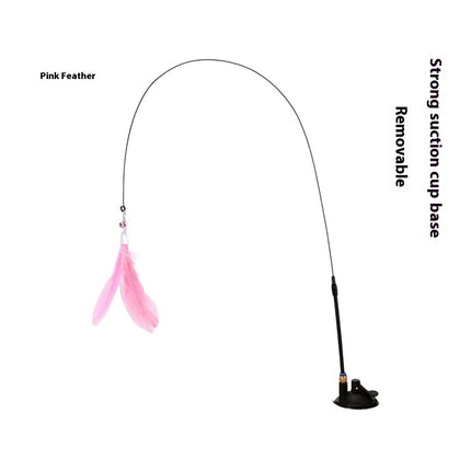 Cat Teaser with Bell & Long Feather Brush – Suction Cup & Handheld Options | Petpexi