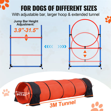 VEVOR Dog Agility Training Set – 5 PCS Professional Kit with Tunnel & Hurdles