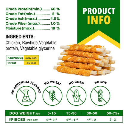 Chicken-Wrapped Dog Sticks – Rawhide-Free, Grain-Free, Organic Chew Treats for Training | Free Shipping in the U.S. | PetPexi