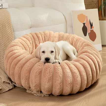 Long Plush Round Dog & Cat Bed – Winter Warm Pet Nest by Petpexi