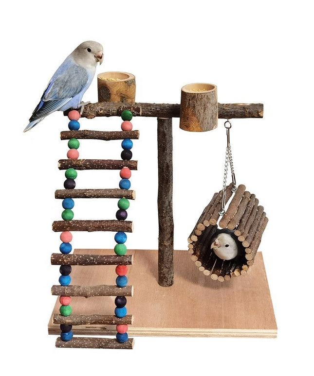 Solid Wood Parrot Station Frame Training Bird Shelf
