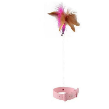 Cat Collar Toy with Adjustable Feather Wand & Bell – Interactive Teaser | Petpexi