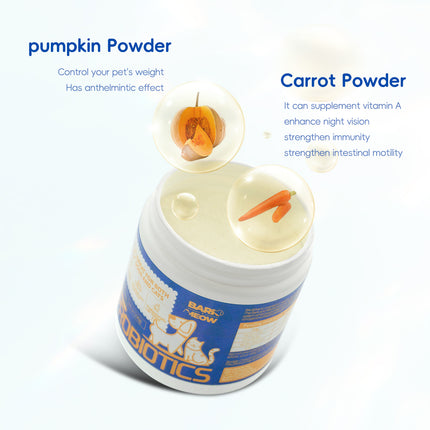 Bark and Meow Probiotics for Dogs & Cats - Gut & Immune Support, 7 Strains, Prebiotics, Pumpkin & Carrot, Made in USA